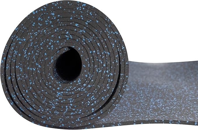 Playsafer Genaflex Rubber Gym Floor Mat, Heavy Duty Commercial Protective Gym Flooring Roll - 8mm Thick (10% Blue, 4' X 10')