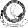 Jenico Dog Tie Out Cable - 10/15/20/30/40/50/70/100/150FT Runner Cable with Swivel Hook and Shock Spring, Leash Tether for Yard, Outdoor and Camping, Up to 500 LBS