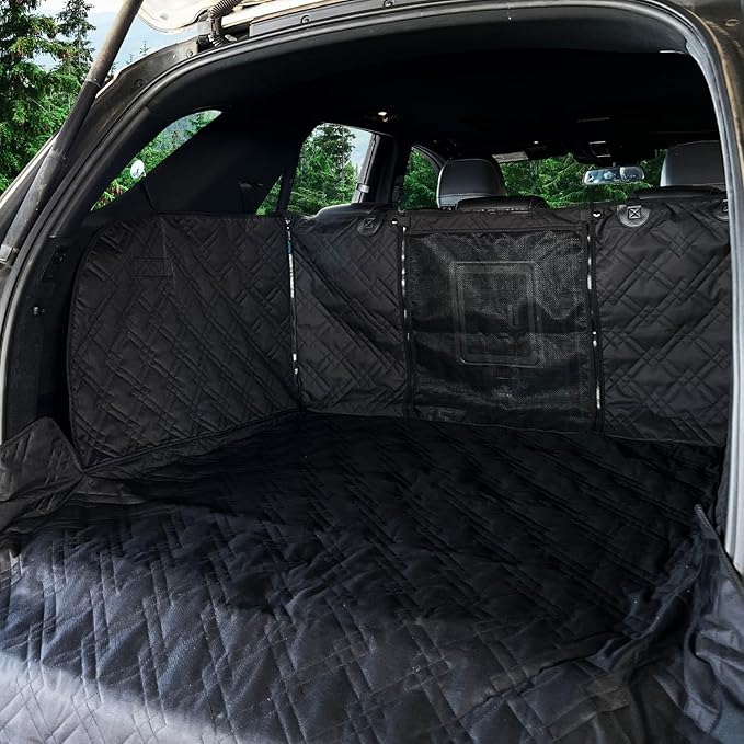 Bulldogology Cargo Liner for SUV - Heavy Duty Pet Trunk Liner Cargo Cover - Waterproof Cargo Cover for Dogs Hair, Muddy Paws - Protector Cargo Mats for Back of SUV (Large, Black)
