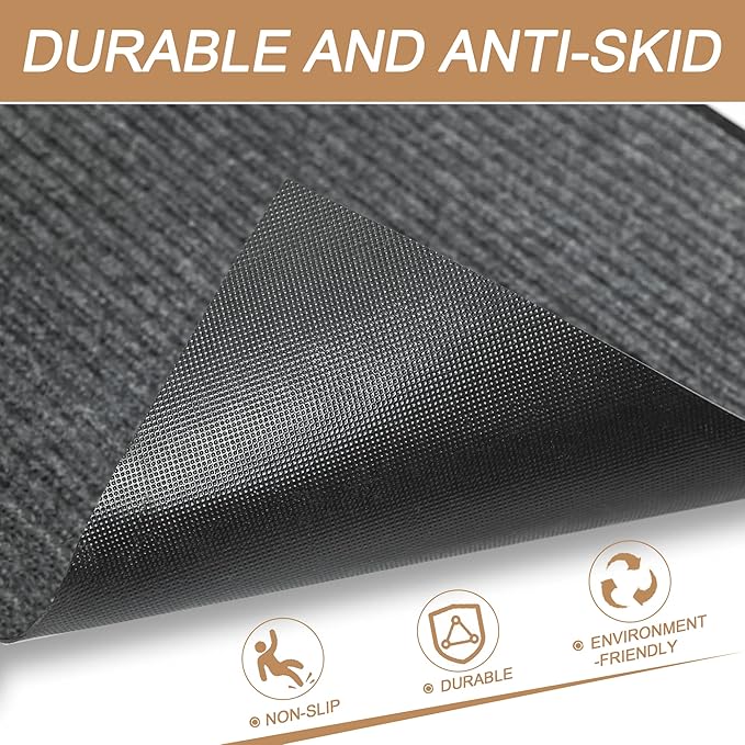 Durable Front Door Mat, Heavy Duty Indoor Outdoor Doormat, 72" x 48" Low Profile Outdoor Mats for Home Entrance, Stain and Fade Resistant Shoe Scraper Mat, Ideal for High Traffic Area