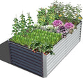 Domi Raised Garden Beds Outdoor, 6x3x2ft Thickening Tall Metal Rectangular Deep Root Box Planter for Vegetables, Flowers, Herbs, and Succulents 2" Deep w/ 256 Gallon Capacity - Silvery