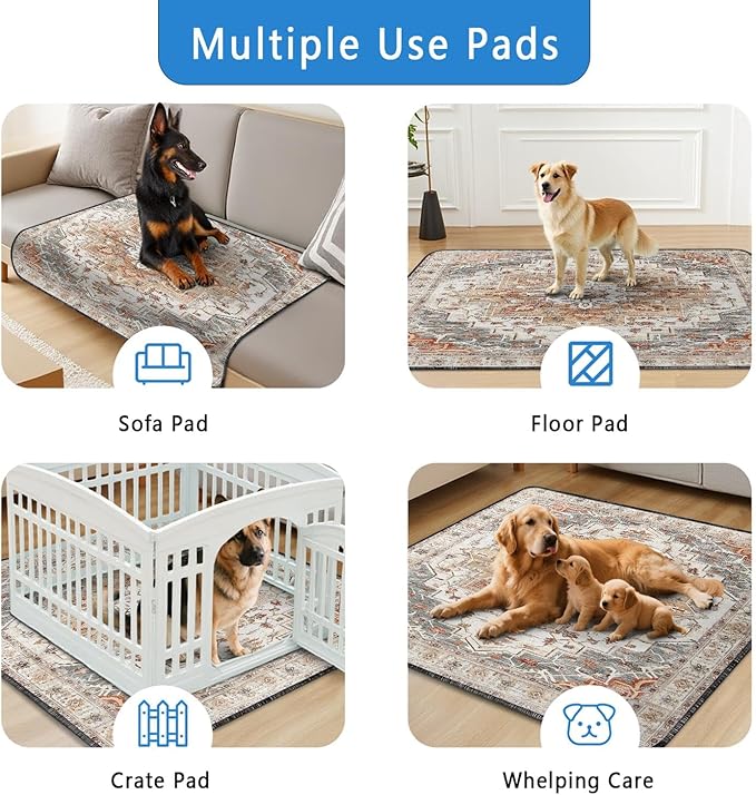 Washable Pee Pads for Dogs 2 Pack, Absorbent Reusable Puppy Pads Waterproof, Leakproof & Non-Slip Whelping Pad, Potty Training Pads for Dogs Playpen Mat 48x48