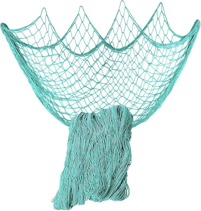Rosoz Nature Fish Net Wall Decoration with Shells, Ocean Themed Wall Hangings Fishing Net Party Decor for Pirate Party,Wedding,Photographing Decoration