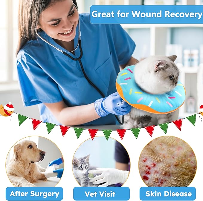 Cat Cone Collar Soft, Cat Recovery Collar for Wound Healing Cute Cat Adjustable Cat Cones to Stop Licking Comfortable Lightweight Neck Elizabethan Collars for Cats
