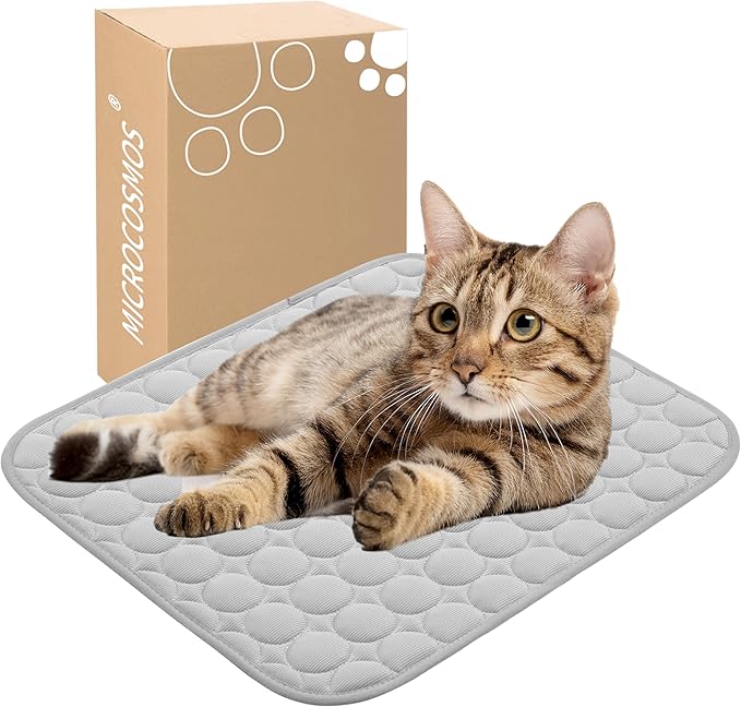 MICROCOSMOS Summer Cooling Mat & Sleeping Pad- Water Absorption Top, Materials Safe, Easy Carry, EZ Clean. Keep Cooling for Pets, Kids and Adults.(Grey, 19" x 15")