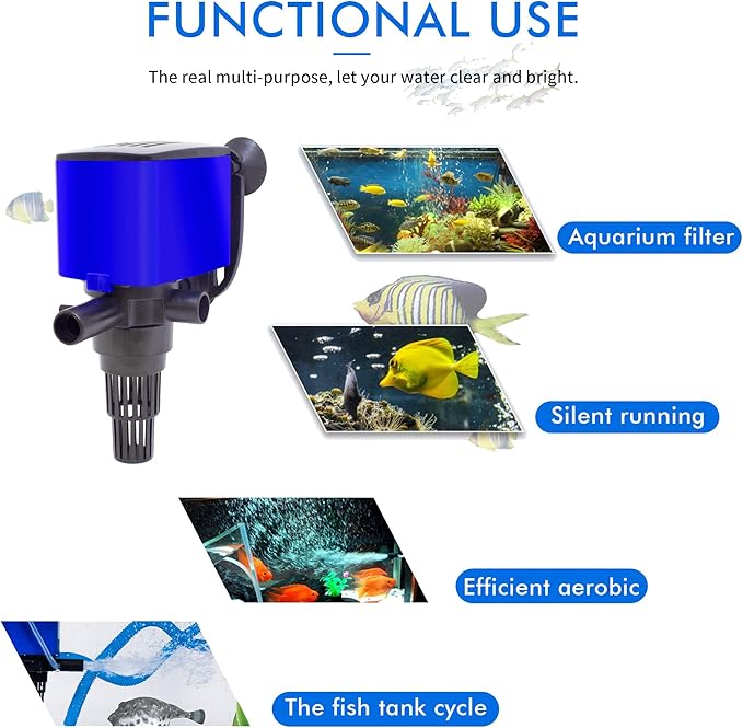 Water Pump 320 GPH Submersible Internal Aquarium Powerhead Water Pump Ultra Quiet for Aquarium,Fish Tank