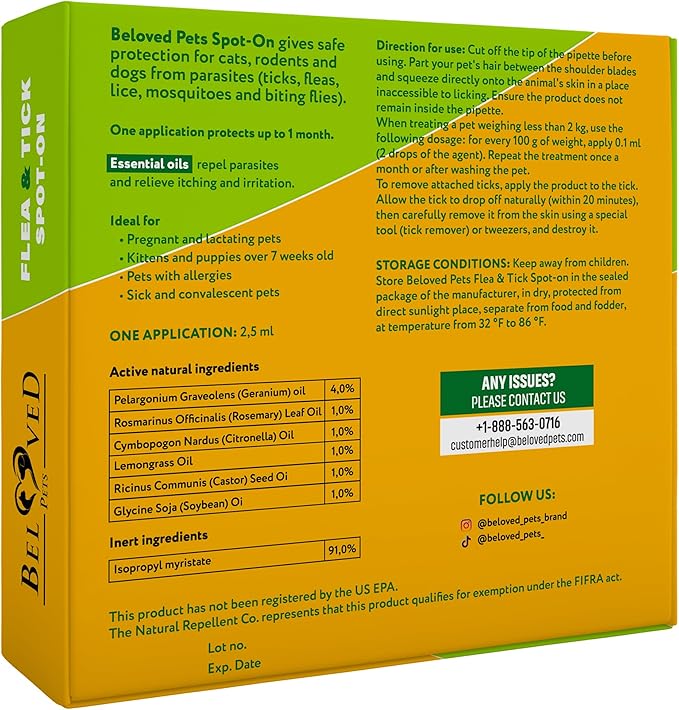 Flea and Tick Prevention for Small Dogs & Cats, Rabbits - Natural Flea Treatment & Pest Control - Topical Flea & Mosquito Repellent for Puppy and Kitten - All Pets