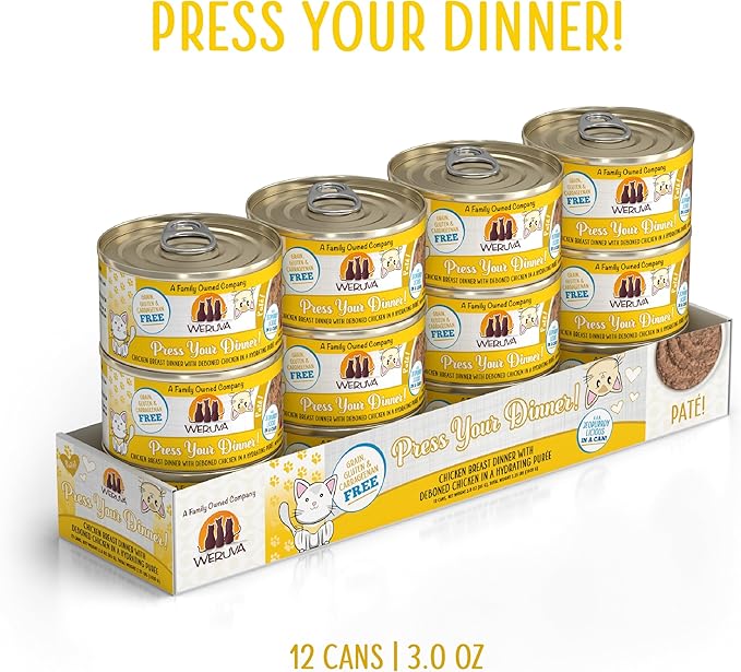 Weruva Classic Cat Paté, Press Your Dinner with Chicken, 3oz Can (Pack of 12)