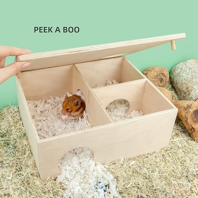 Niteangel Birch Chamber-Maze Hamster Hideout - Small Pets Woodland House Habitats Decor for Hamster Mice Gerbils Mouse