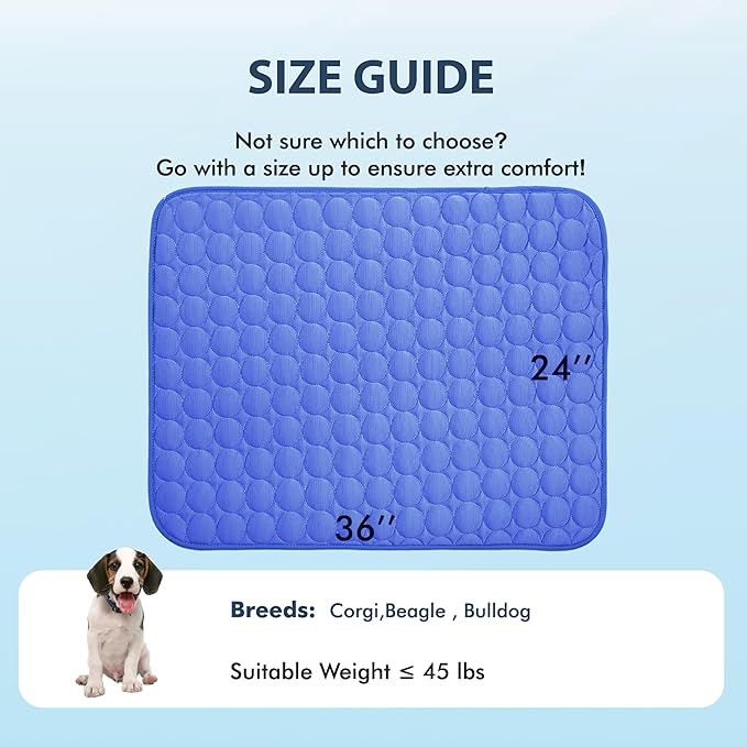 MICROCOSMOS Summer Cooling Mat & Sleeping Pad- Water Absorption Top, Materials Safe, Easy Carry, EZ Clean. Keep Cooling for Pets, Kids and Adults.(Navy Blue, 36" x24")
