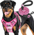 Heavy Duty Tactical Dog Harness for Large Dogs, No Pull Adjustable Pet Harness Reflective Service Training Easy Control Pet Vest Military K9 Working Dog Harnesses-X- Large, Pink Camo