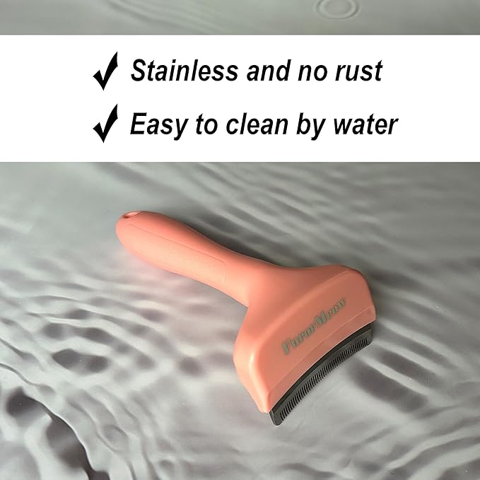 Pet Deshedding Tool with Curve Blade, Cat Grooming Brush, Tight V-shaped Teeth Shedding Comb for Cats and Dogs (Pink, Small)