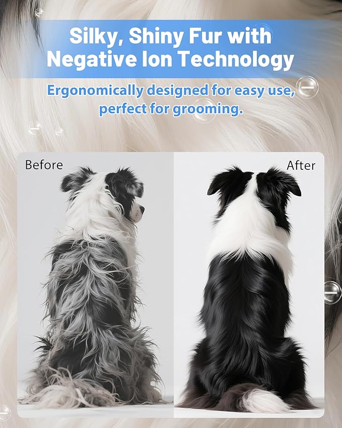 Hands-Free Dog Hair Dryer – Low Noise Pet Grooming Blower for Small & Medium Dogs Cats, Fast Drying, Adjustable Heat & Speed, Portable (Gray)