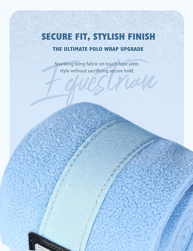 Harrison Howard Horse Polo Wraps Upgrade with Bling Leg Wraps for Horses 4-Pack Fleece Leg Wraps Stable Supplies Ice Blue M