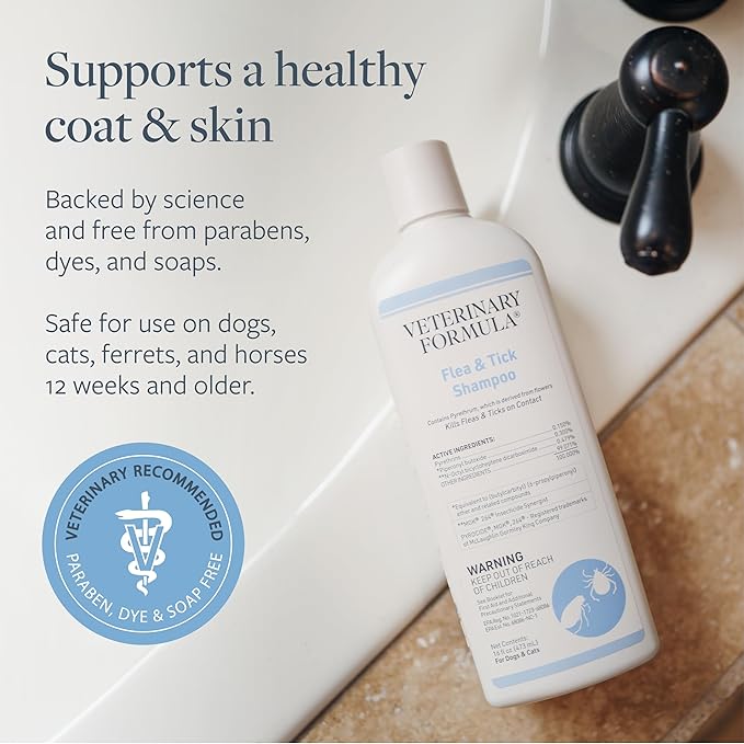 Veterinary Formula Flea and Tick Shampoo for Dogs and Cats, 16 oz