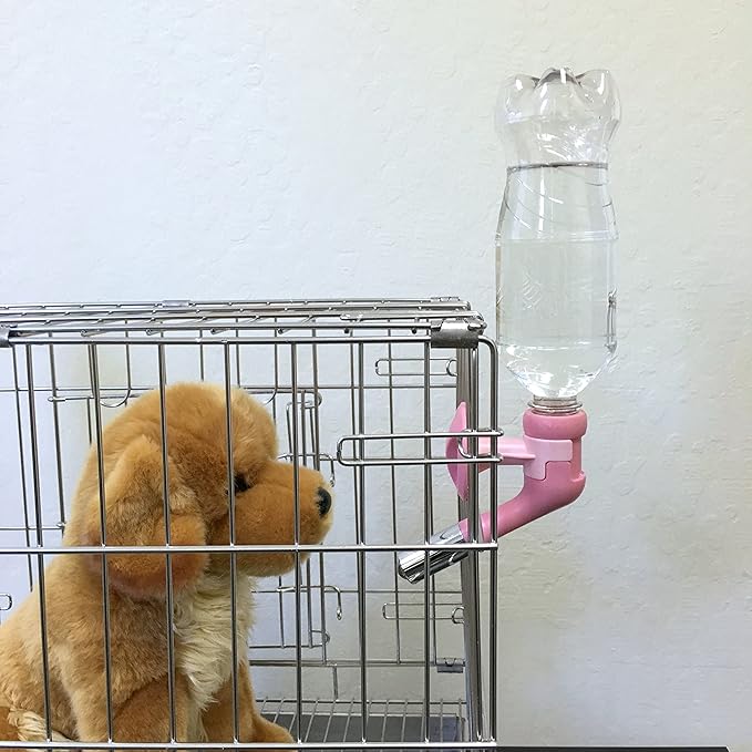 Choco Nose Patented No-Drip Water Bottle/Feeder for Large Dogs Over 50 lbs - Wire Cages, Crates or Kennels. 16 oz. X-Large Nozzle 22mm, Pink