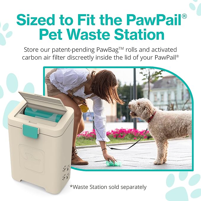 PawPail Dog Poop Bags with Activated Carbon Filter - Standard Roll | 1 Roll of 200 Pet Waste Bags