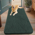 Smiry Dog Door Mat for Muddy Paws 48x30, Absorbs Moisture and Dirt Doormat, Non-Slip Washable Quick Dry Chenille Front Door Mat Indoor Entrance, Entryway Carpet for Inside Floor, Green
