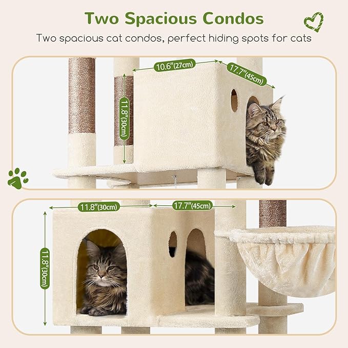 Globlazer Giant Cat Tree, 83 inch Cat Tree for Indoor Cats Large Adult, XXL Cat Tower with 9 Scratching Posts for 20lb+ Heavy Duty Large Adult Cats, F83, Beige
