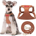 Puppytie No Pull Dog Harness with Multifunction Dog Leash,Soft Adjustable No Choke Escape Proof Pet Harness Vest for Medium Dogs or Large Dogs,Brown Caramel,M