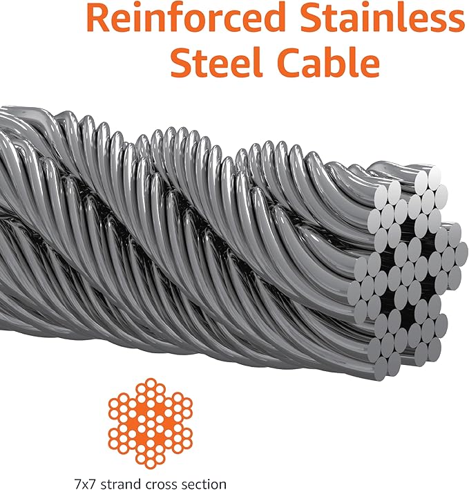 Amazon Basics Tie-Out Cable for Dogs up to 90 lbs, 25 feet, White