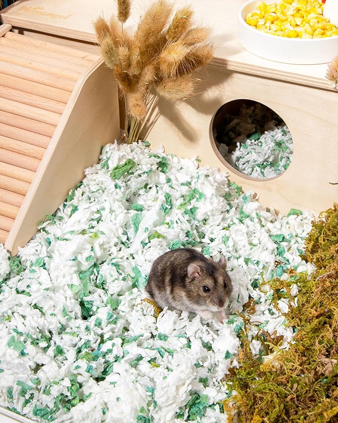 Niteangel Aspen Shaving Hamster Beddings for Syrian Dwarf Hamster Gerbil Mice Degu Rat Rabbit Bunny Guinea Pig Chinchilla Hedgehog or Other Small Pets (36L - White Paper Bedding)