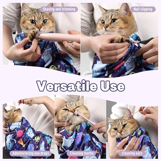 Paw Legend 21.7" Cat Wrap for Grooming Cat Wrap for Cutting Nails Cat Restraint for Nail Clipping Self Adhesive Blanket Restraint Cloth for Cats