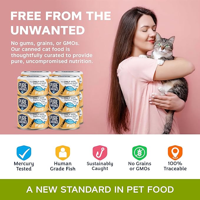 Tuna and Pumpkin Pate, Canned Wet Cat Food, 100% Mercury-Tested, Moist Can Fish, Grain-Free Protein, Non-GMO, 12 Pack