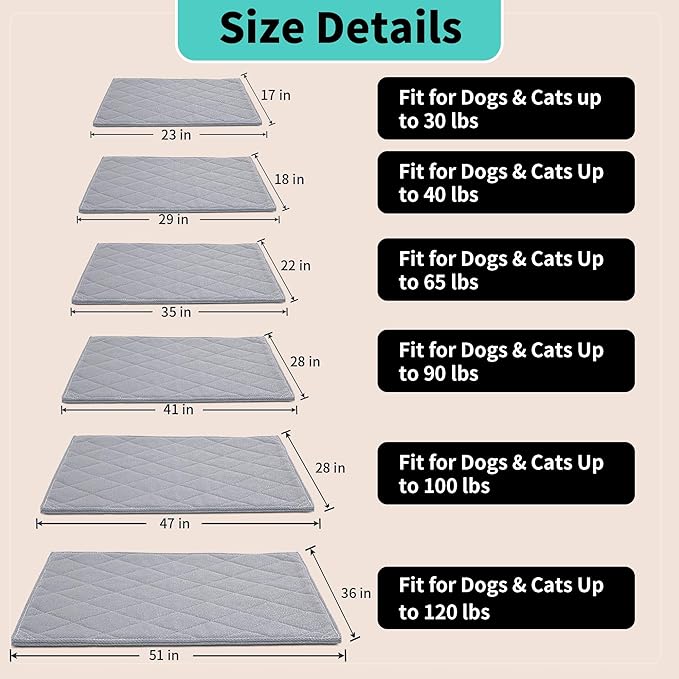 MABOZOO Indestructible Dog Bed, Chew Proof Crate Pad for Aggressive Chewers - Machine Washable Quilted Mat for Small Dogs - Durable Grey Kennel Pad (22x35 in)