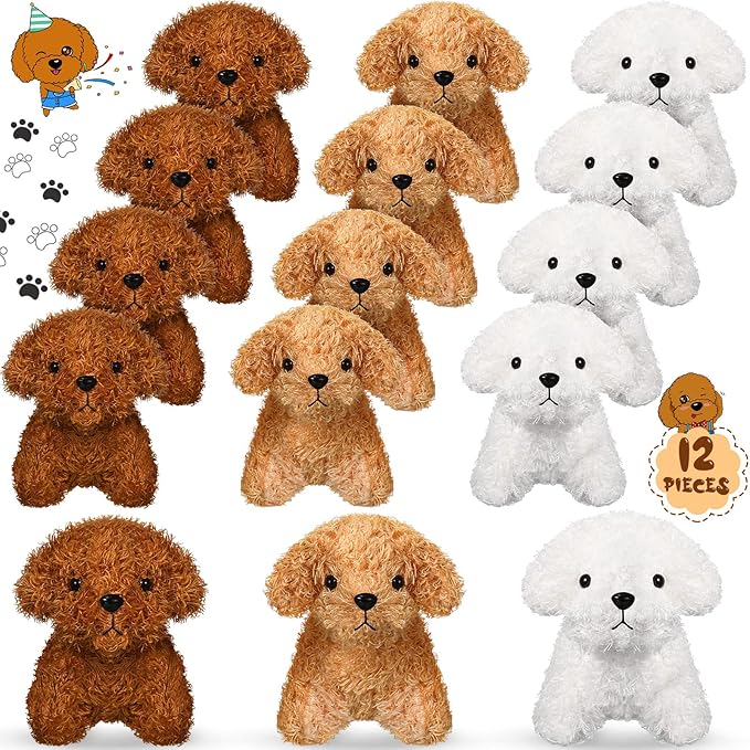 Skylety 12 Pack 5" Mini Dog Stuffed Animals Stuffed Puppies Bulk Small Plush Dogs Cute Soft Plush Toy Birthday Gift