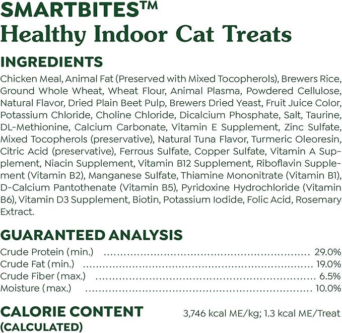 Greenies Feline Smartbites Healthy Indoor Cat Treats, Tuna Flavor, 2.1 oz. Pack