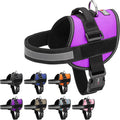 Dogline Dog Harness, Reflective No-Pull Adjustable Vest with Handle, Breathable No-Choke Harness for Small, Medium or Large Dogs Room for Patches Girth 18 to 24 in Purple