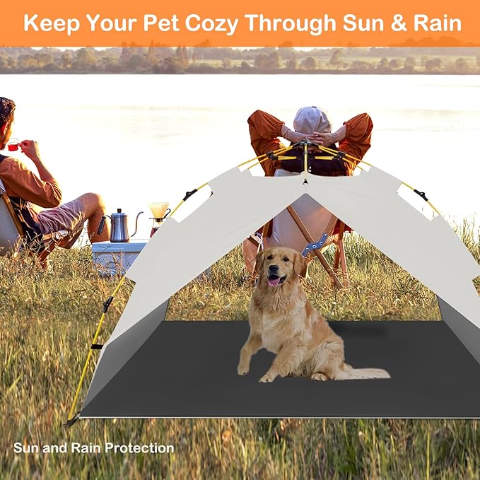 Canopy Shade Tent for Large XL XXL Jumbo Elevated Raised Dog Bed Cots, Quick Setup & No Assembly Needed, Outside Outdoor Cooling Camping Pet Sun Umbrella, Gray 70"X55" (Cots Not Included)