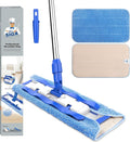MR.SIGA Professional Microfiber Mop for Hardwood, Laminate, Tile Floor Cleaning, Stainless Steel Telescopic Handle - 3 Reusable Flat Mop Refills and 1 Dirt Removal Scrubber Included