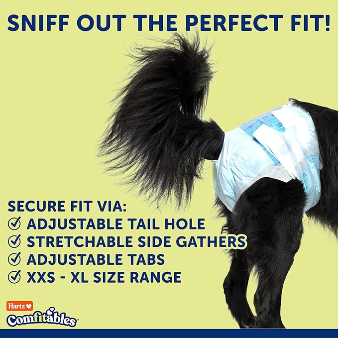 New! Hartz® Comfitables® Disposable Dog Diapers, Size XL 5 count, Comfortable & Secure Fit, Easy to Put On, Super Absorbent Male and Female Diaper