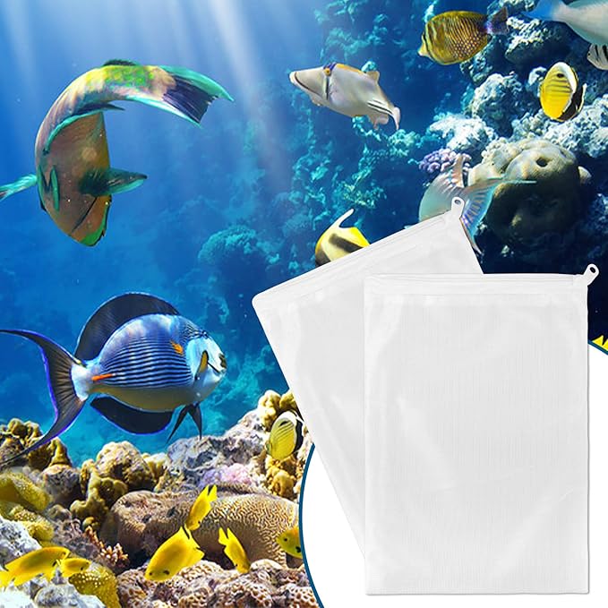 Media Bags for Aquarium - Extra Fine Mesh Bag - 10 PCS Fine Mesh Reusable Nylon Net Filter Bags with Plastic Zipper for Extra Fine Resins Filter, 7.9 x 5.5 Inch