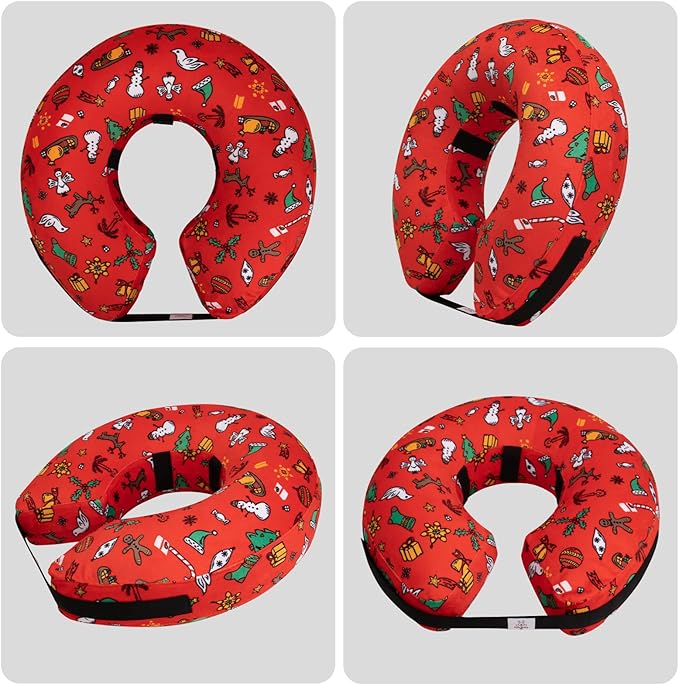 CuteBone Inflatable Dog Donut Collar with Removable Soft Fleece Covers for Small/Medium/Large Dogs and Cats After Surgery GWB07M