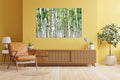 Nature Wall Art Prints - Ocean Forest Mountain Lake Canvas Landscapes - Small to Extra Large Living Room Bedroom Kitchen Bathroom Décor (Green Brich Trees, 39L" x 59W" - 3 Panels)