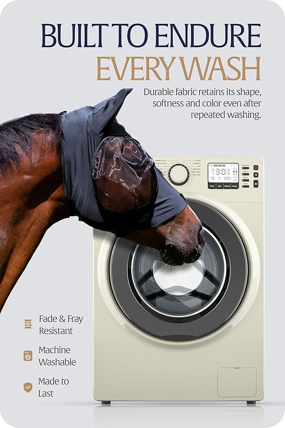 Equinavia Bug Out Fly Mask | Against Flies, Insects, UV Rays - Carbon Grey - Warmblood