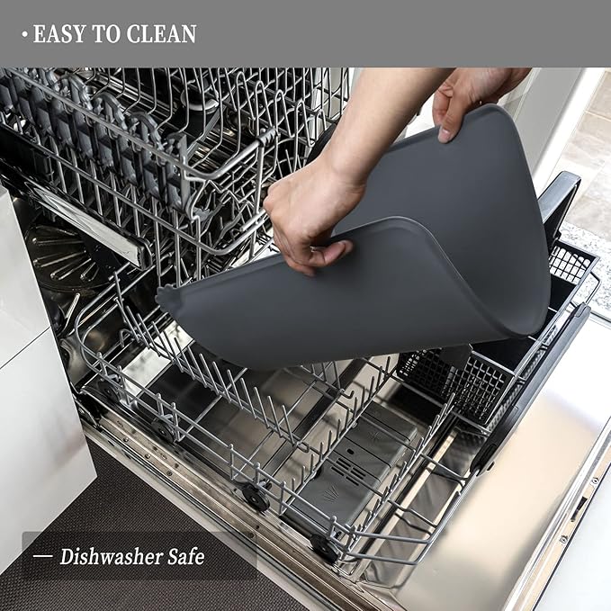 Waterproof Pet Feeding Mat with High Raised Edges, Heavier and Thicker Placemats for Cat Dog Water Bowl with BPA Free, Dogs Cats Food Mats for Messy Drinkers to Prevent Spill and Protect Floors