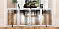 Freestanding Pet Gate - Foldable Wooden Dog Gate, 80 Inch Wide, 4 Panels, White