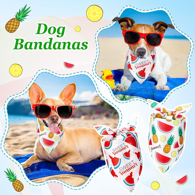 Weewooday 50 Pcs Fruit Dog Bandanas Bulk for Dogs Soft Bibs Adjustable Triangle pet Bandana for Small Medium Large Costume(Fruits Pattern, 25.6 x 17.7 x 17.7 Inch)