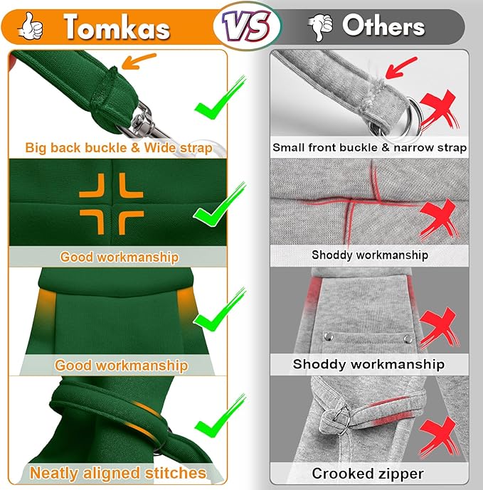 Tomkas Small Dog Sling Carrier - Classic Pocket & Classic Strap - for 3-10 lbs Pets(Emerald Green)