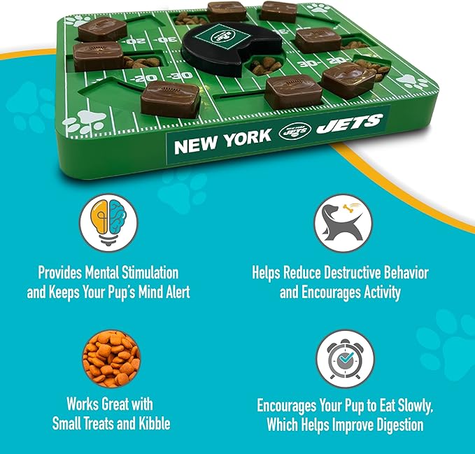 Pets First NFL New York Jets Puzzle, Interactive Dog Treat Puzzle Toy