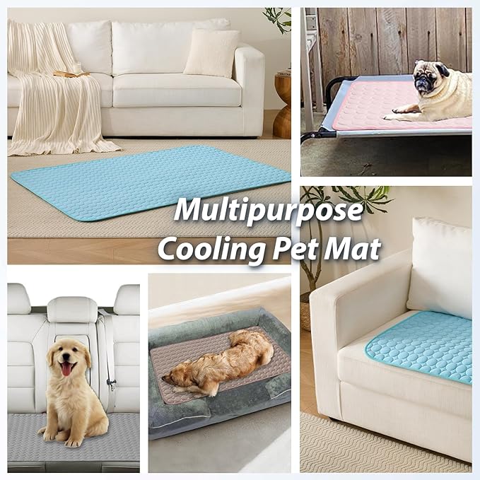 MICROCOSMOS Summer Cooling Mat & Sleeping Pad- Water Absorption Top, Materials Safe, Easy Carry, EZ Clean. Keep Cooling for Pets, Kids and Adults.(Grey, 19" x 15")