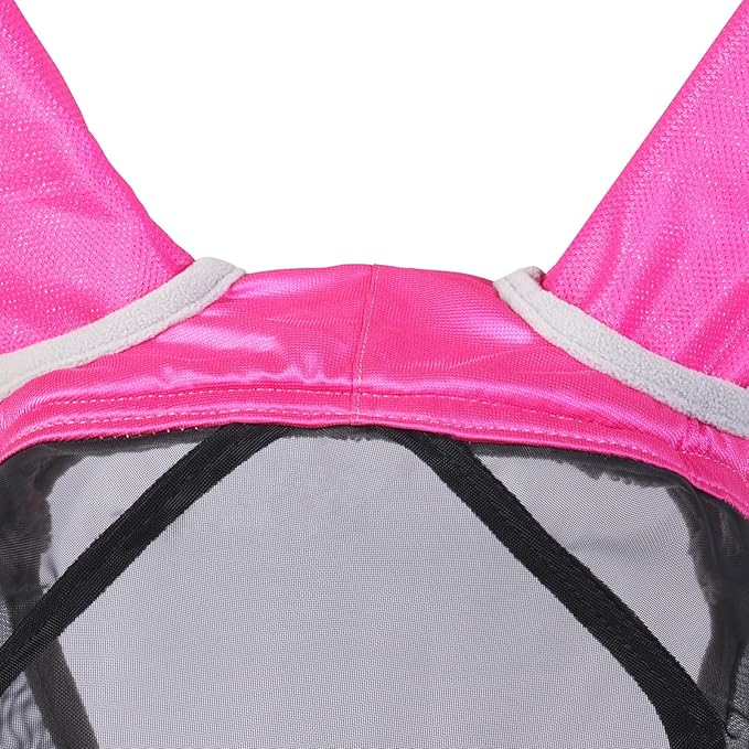 Harrison Howard CareMaster Pro Luminous Fine Mesh UV-Proof Fleece Padding Fly Mask Half Face Flamingo (S; Pony)