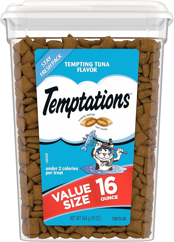 Temptations Classic Crunchy and Soft Cat Treats Tempting Tuna Flavor, 16 oz. Tub