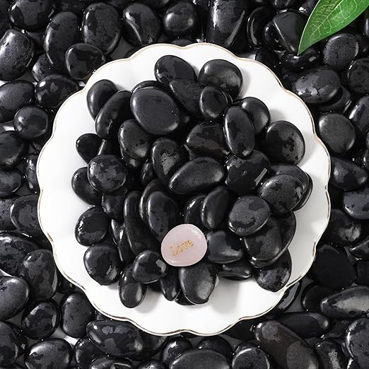 SIDONG 5 LB Black River Rocks, 0.4-1.2 Inches Highly Polished Pebbles for Indoor Plants, Decorative Stones for Plants, Fish Tank, Vases, Home Décor, Crafting, Garden Landscaping