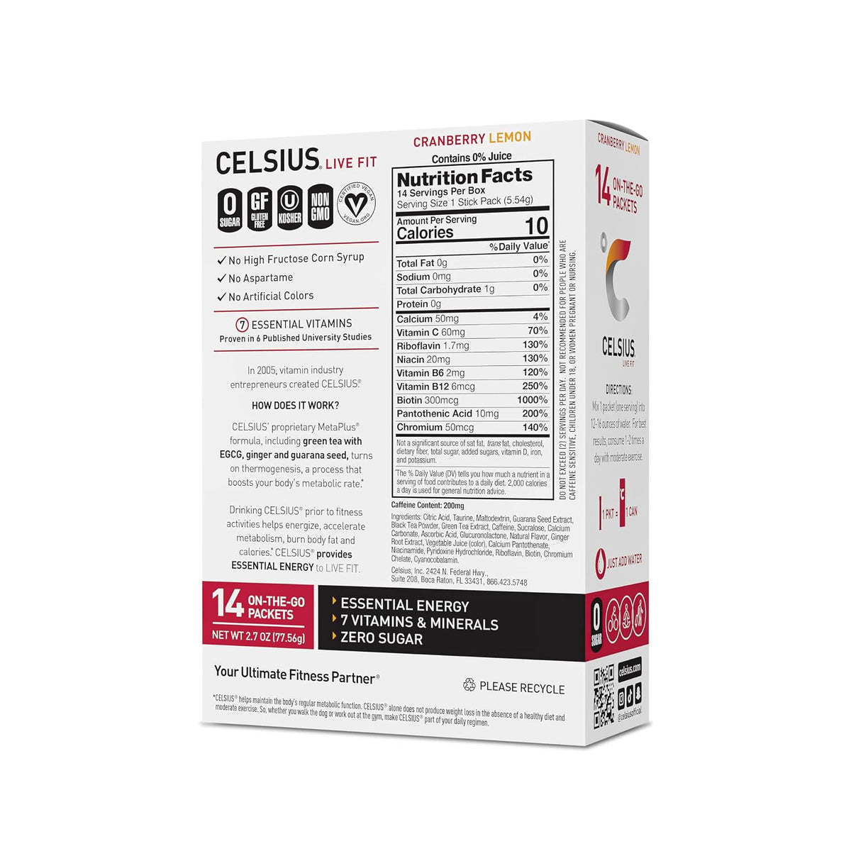 CELSIUS® On-The-Go Powder Sticks Dragonfruit Lime, Essential Energy 2.8 Oz