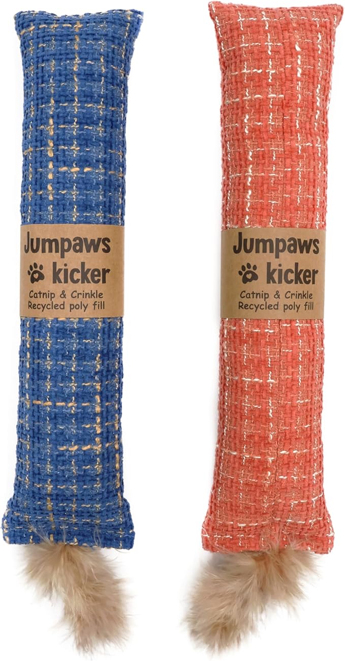 2 Pack Natural Interactive Catnip Cat Kicker Toys, Bite Resistant Chew Toy, Accessories for Indoor Cat (Twill Weave)